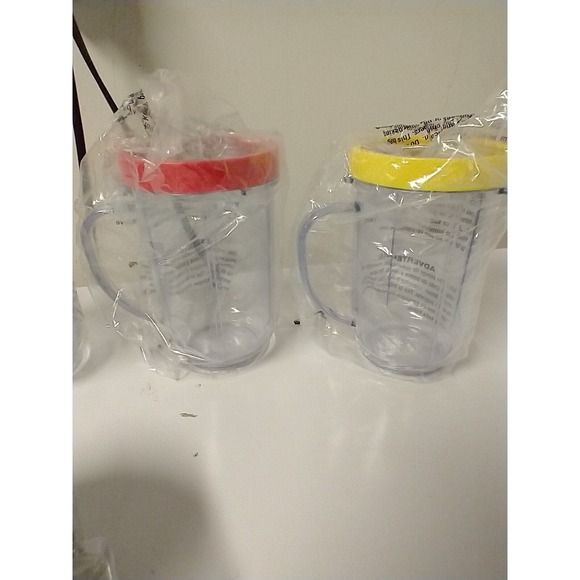 4 Magic Bullet Blender Mugs Cups With Rings & Lids Replacement Parts - Picture 3 of 6